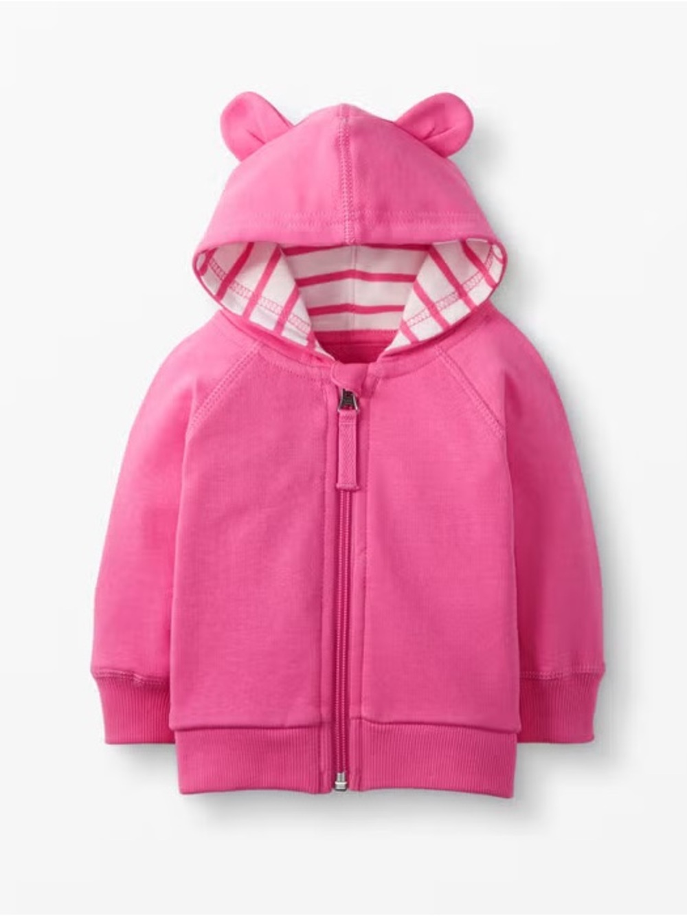 Hanna Andersson Bright Pink Kids' Hooded Zip Sweatshirt with Ear Details